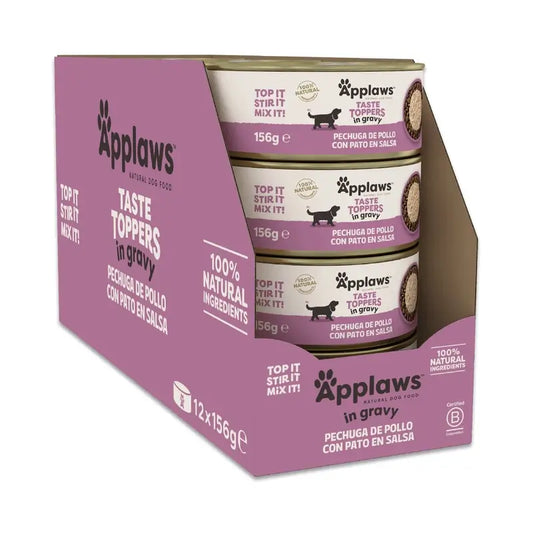 Applaws Dog Κονσέρβα Topper με κοτόπουλο και πάπια σε σάλτσα 12X156 γρ.