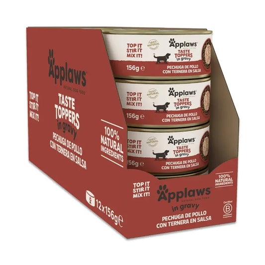 Applaws Dog Κονσέρβα Topper με κοτόπουλο και μοσχάρι σε σάλτσα 12X156Gr