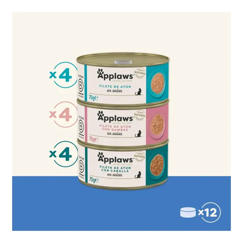 Applaws Cat Κονσέρβα «Επιλογή Ψαριών με Σάλτσα» Multipack, 12X70Gr