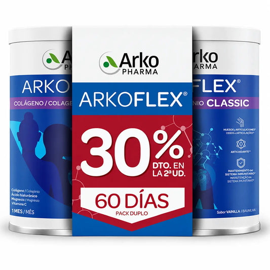 Arkoflex Κολλαγόνο Classic σε σκόνη, συσκευασία 2 × 360 g (2η μονάδα με έκπτωση 30%), γεύση βανίλια, 720 g
