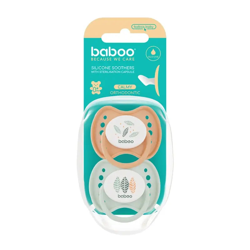 Baboo Ανατομικές πιπίλες Calmy 0-6 μηνών Peachy Keen, 2 τεμάχια