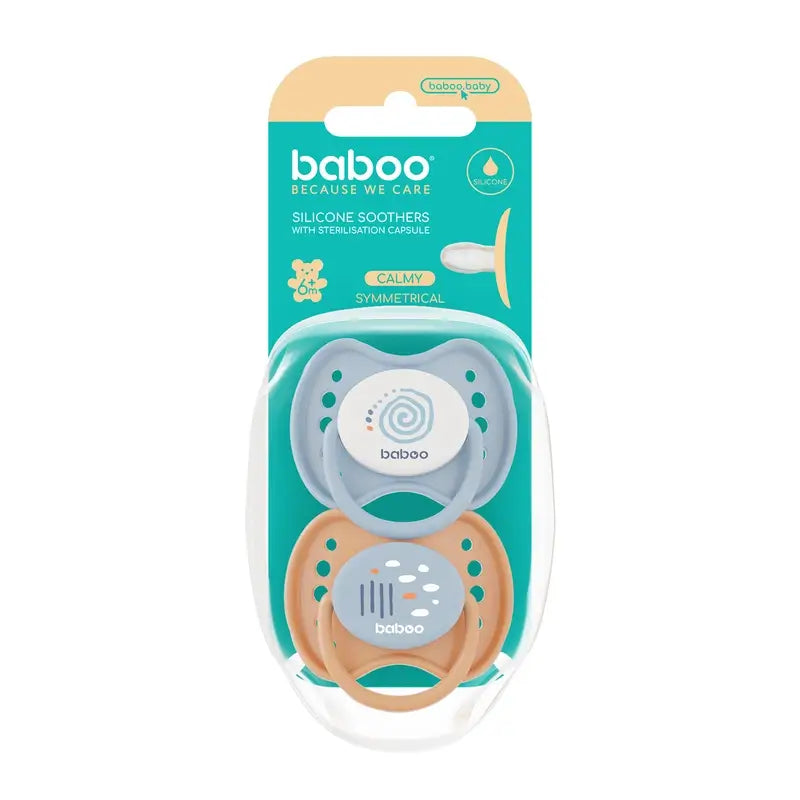 Baboo Φυσιολογικές πιπίλες Calmy 6-12 μηνών Blue Haze, 2 τεμάχια