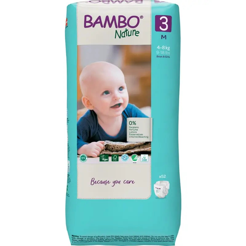 Bambo Nature Πάνες Μέγεθος 3 (4–8 Kg), 52 τεμάχια