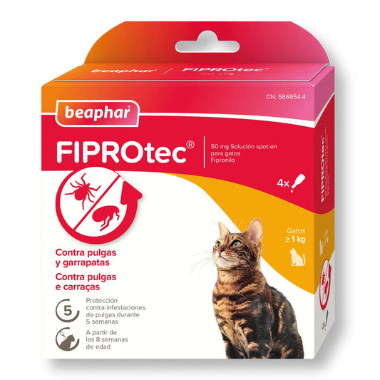 Beaphar Fiprotec Spot On για γάτες, 4 σταγόνες × 0,5 ml