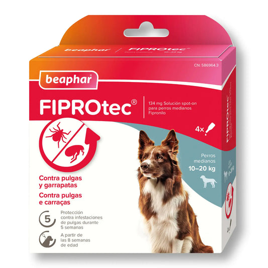 Beaphar Fiprotec Spot On για σκύλους μεσαίου βάρους 10-20 kg, 4 σταγόνες × 1,34 ml