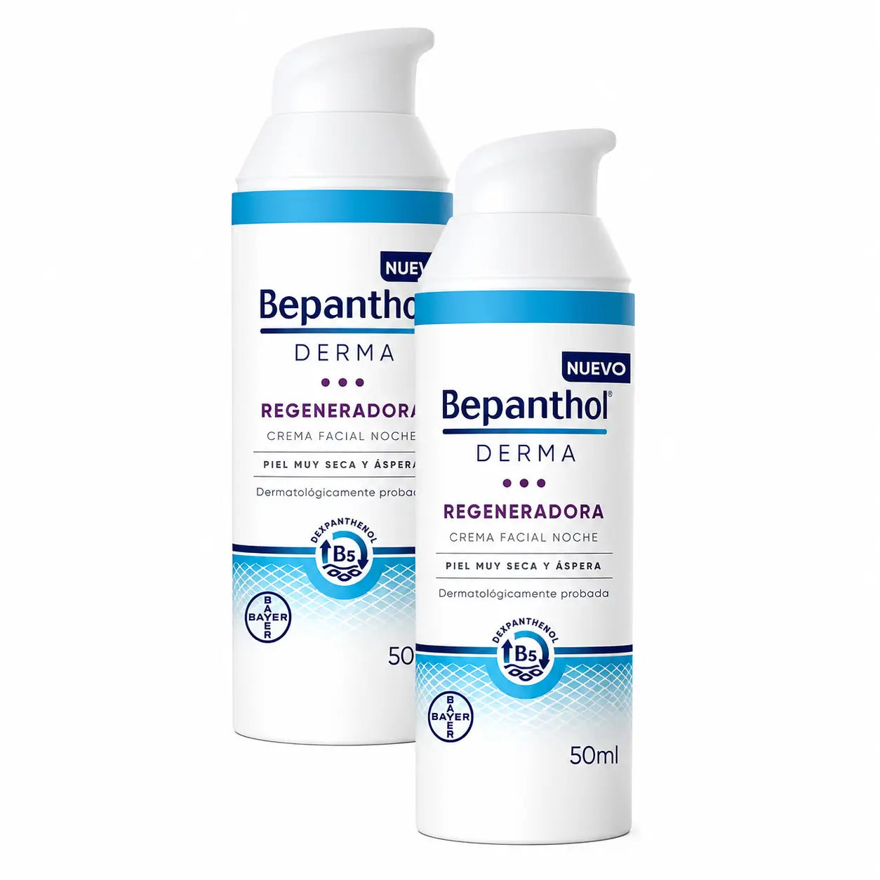 Bepanthol Derma Αναζωογονητική Κρέμα Προσώπου για τη Νύχτα, Συσκευασία 2 x 50 ml
