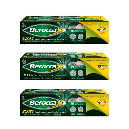 Berocca Boost Magnesium, Vitamins and Minerals with Guarana 3x15 Effervescent Tablets