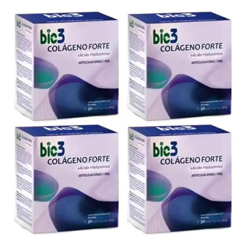 Bio 3 Κολλαγόνο + Υαλουρονικό οξύ + Μαγνήσιο Forte, 4 x 30 φακελάκια