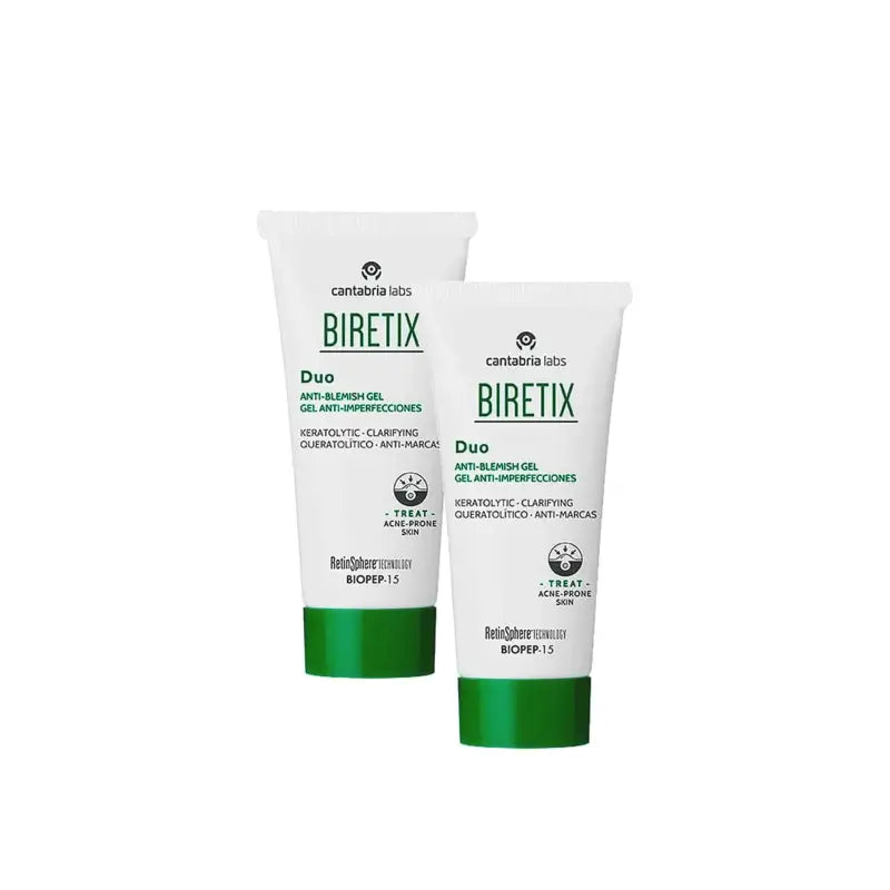 BIRETIX Duo Gel κατά των ατελειών, συσκευασία 2 x 30 ml