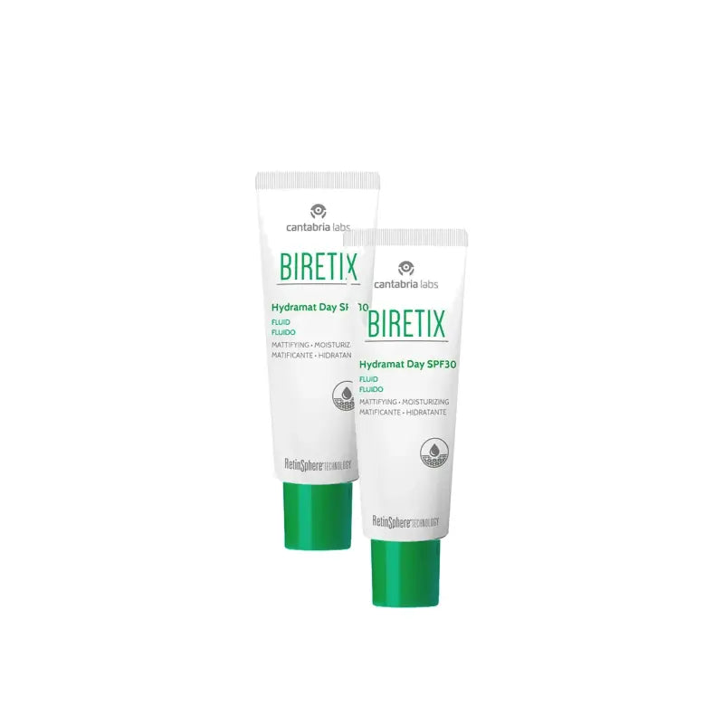 BIRETIX Hydramat Day SPF 30 Υγρό γαλάκτωμα, συσκευασία 2 x 50 ml
