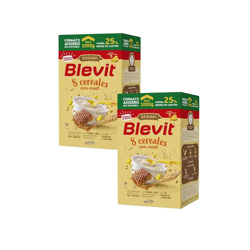 Blevit Παιδική Διατροφή Superfibra με 8 είδη δημητριακών και μέλι, 2X1000 γρ.