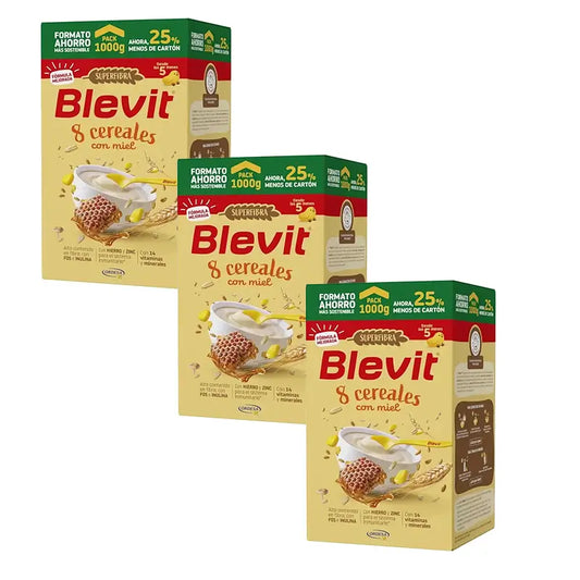 Blevit Βρεφική Διατροφή Superfibra με 8 δημητριακά και μέλι, 3X1000 γραμμάρια