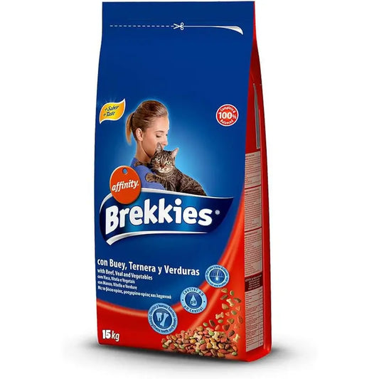 Brekkies Τροφή για γάτες με γεύση βοδινού, 15 kg
