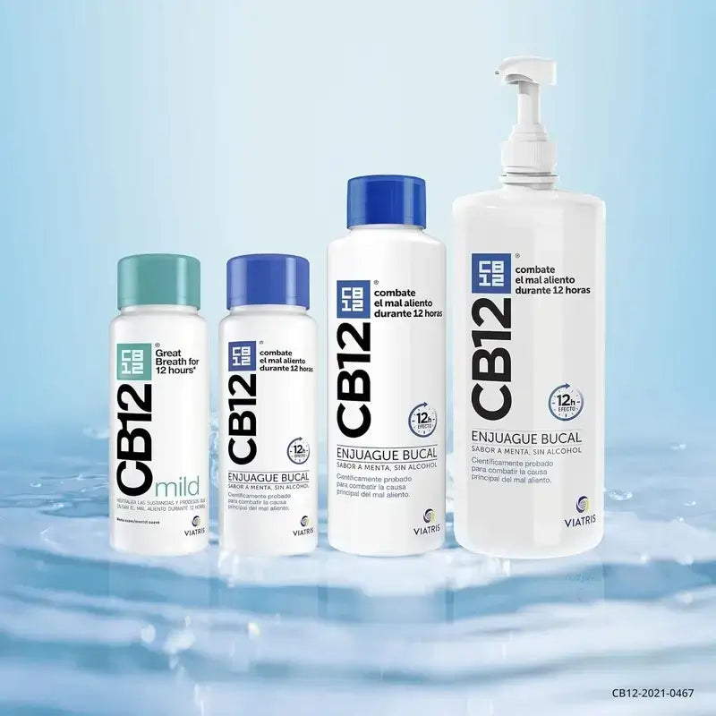 Cb12 Mint Στοματικό διάλυμα κατά της κακοσμίας με γεύση μέντας, 2×250 ml