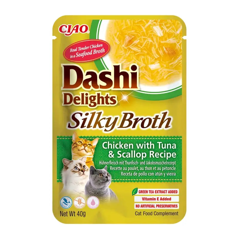 Churu Dashi Delights Wet Cat Food: Chicken with Tuna and Scallops, 12 x 40 g