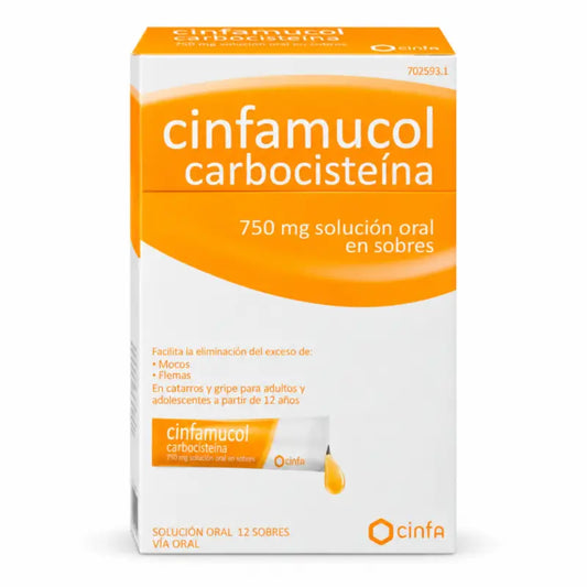 Cinfamucol Καρβοκυστεΐνη 750 mg Πόσιμο διάλυμα, 12 φακελάκια