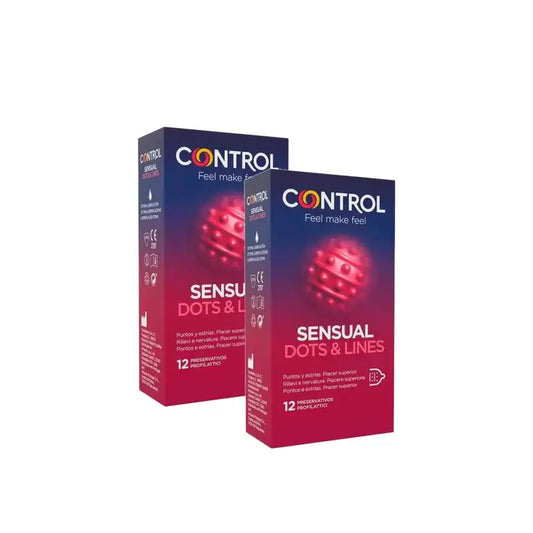 Προφυλακτικά Control Sensual Dots & Line, 12 τεμ., συσκευασία των 2