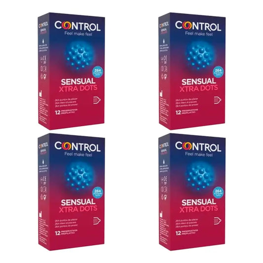Control Προφυλακτικά Sensual Xtra Dots 12 τεμ., συσκευασία των 4