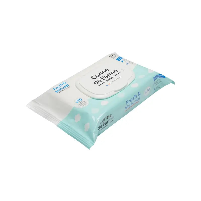 Corine De Farme Βιοδιασπώμενα μαντηλάκια Fresh & Natural, 70 τεμάχια