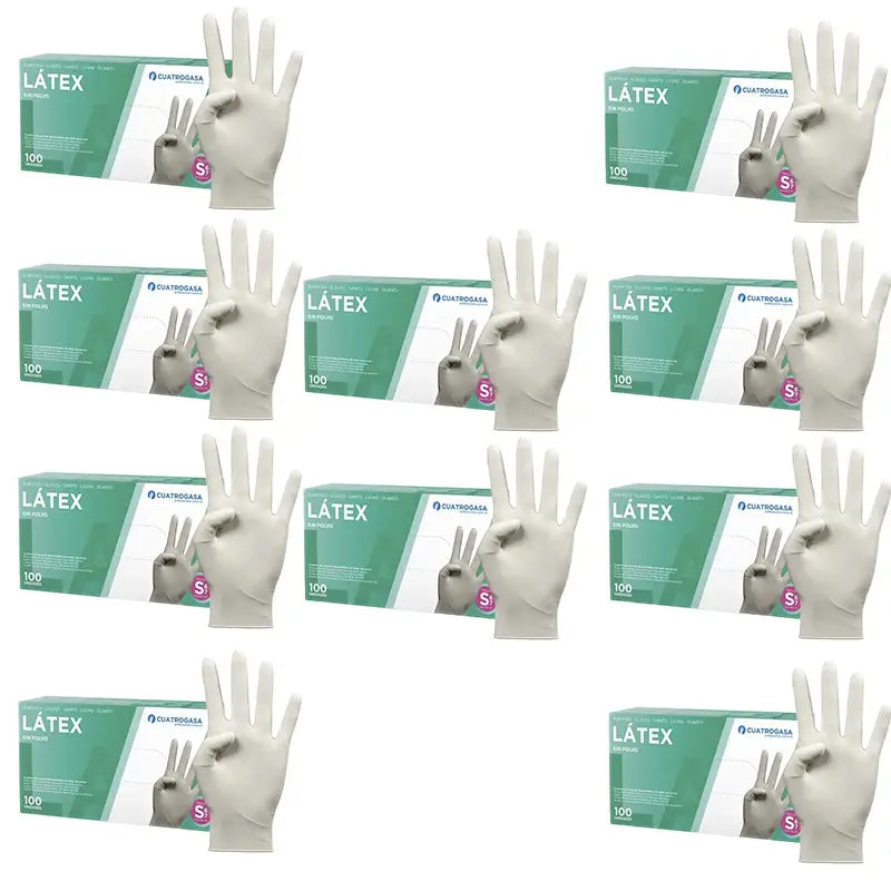 Cuatrogasa Latex Powder Free Gloves White Size S, 10X100 Units