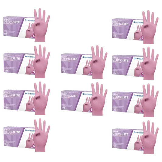 Cuatrogasa Dermolite Powder Free Nitrile Gloves Pink Size S, 10X100 Units