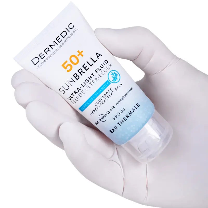 Dermedic Sunbrella Fluido Ultraligero SPF 50+ για δέρμα με κουπερόζη και υπερευαισθησία, 40 ml