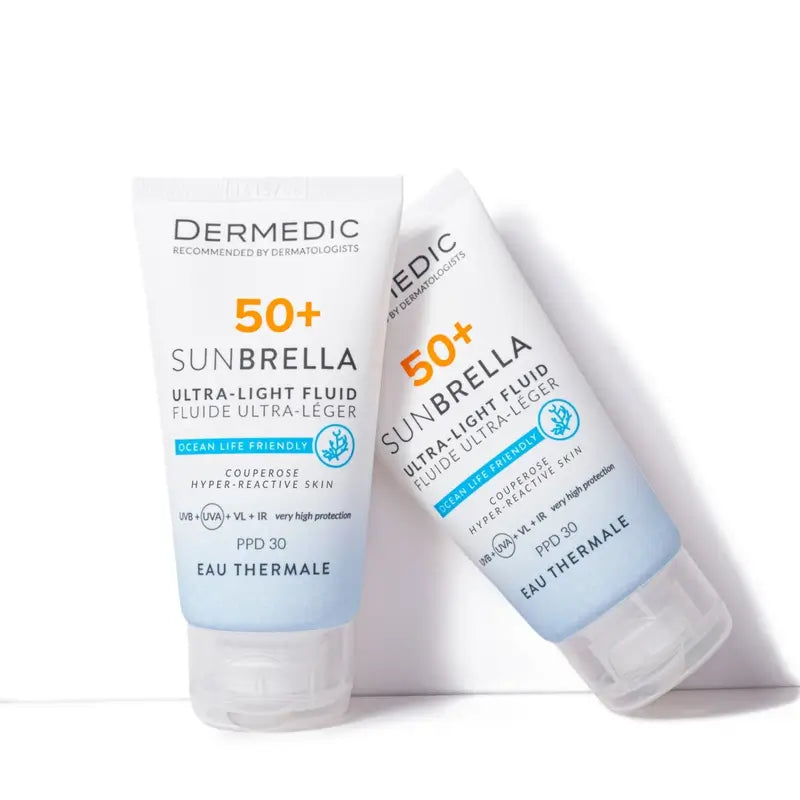 Dermedic Sunbrella Fluido Ultraligero SPF 50+ για δέρμα με κουπερόζη και υπερευαισθησία, 40 ml