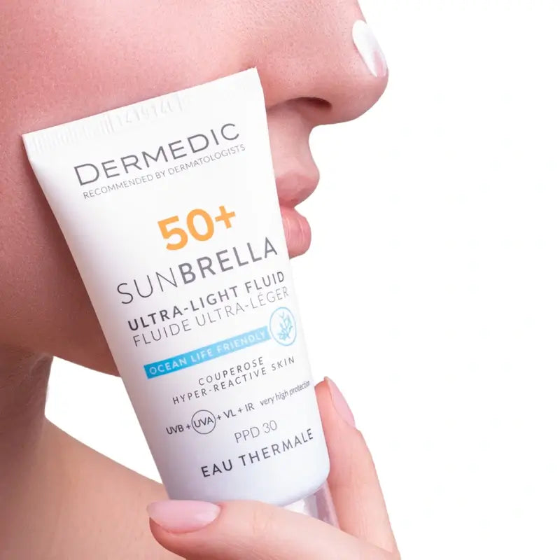 Dermedic Sunbrella Fluido Ultraligero SPF 50+ για δέρμα με κουπερόζη και υπερευαισθησία, 40 ml
