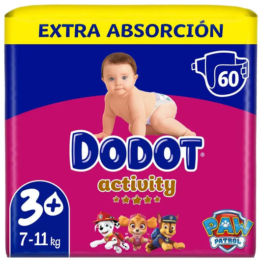 Dodot Activity Μέγεθος 3 Extra Jumbo (7-11 κιλά), 60 πάνες
