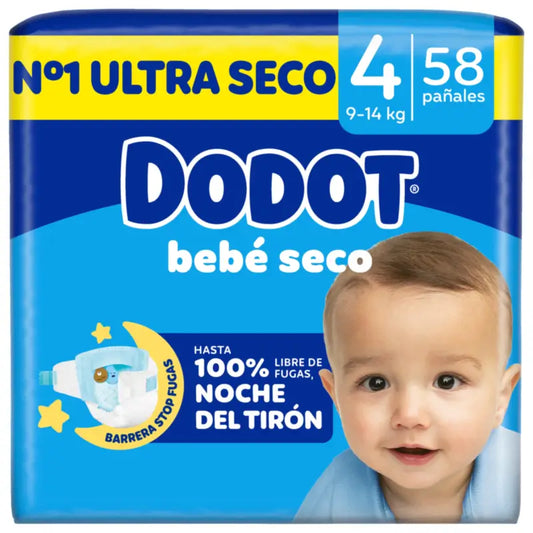 Dodot Bebé Seco Μέγεθος 4 (9-14 κιλά), 58 πάνες
