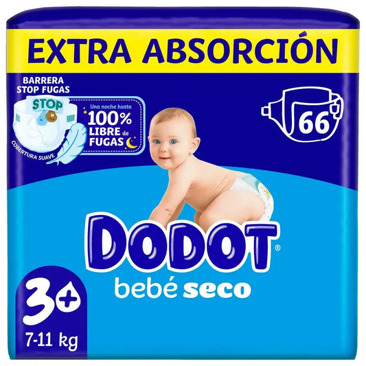 Dodot Baby Dry Size 3+ (7-11 Kg), 66 Nappies