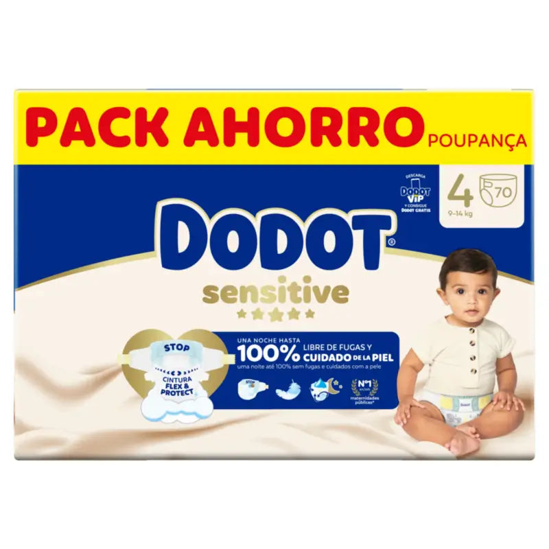 Dodot Sensitive Μέγεθος 4 για βρέφη, 9 κιλά, 14 κιλά, 210 πάνες