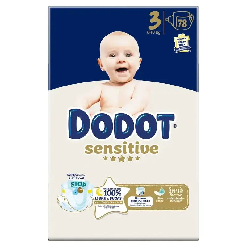Dodot Πάνες Sensitive Jumbo Pack Μέγεθος 3, 2x78 τεμάχια + Μαντηλάκια Aqua Plastic Free Box 6X48 (288 τεμάχια)