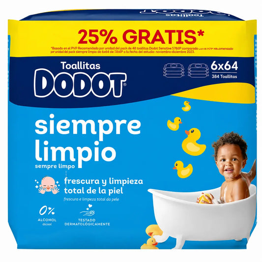 Dodot Μαντηλάκια Mainline, 6x64, 384 τεμάχια (25% ΔΩΡΕΑΝ)