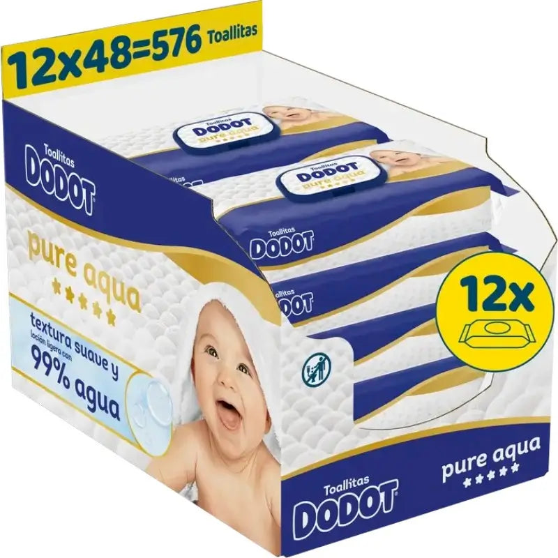 Dodot Μαντηλάκια Pure Aqua, 12x48, 576 τεμάχια