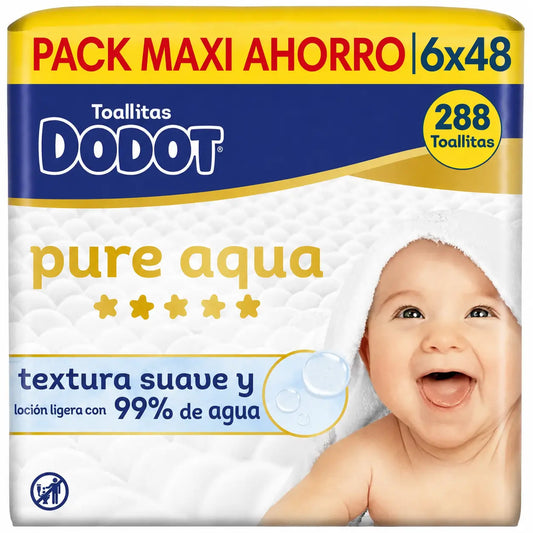 Dodot Μαντηλάκια Pure Aqua, 6x48, 288 τεμάχια