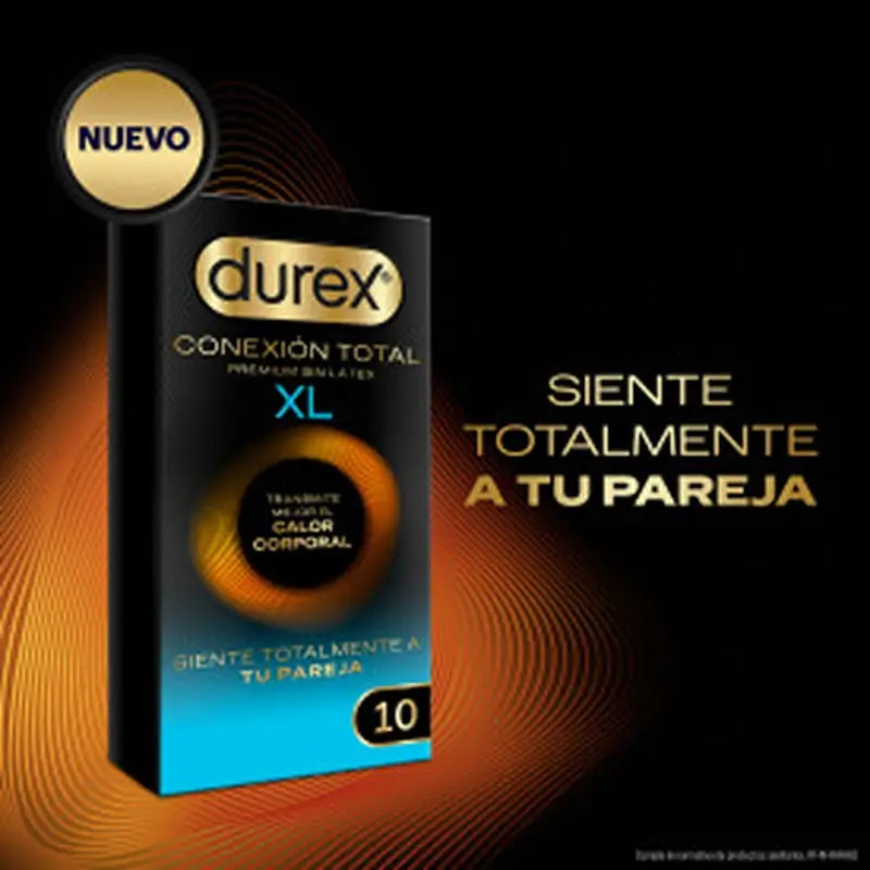 Durex Conexión Total XL Προφυλακτικά Ultra Fino Plus χωρίς λατέξ, με τεχνολογία Body Feel, 10 προφυλακτικά