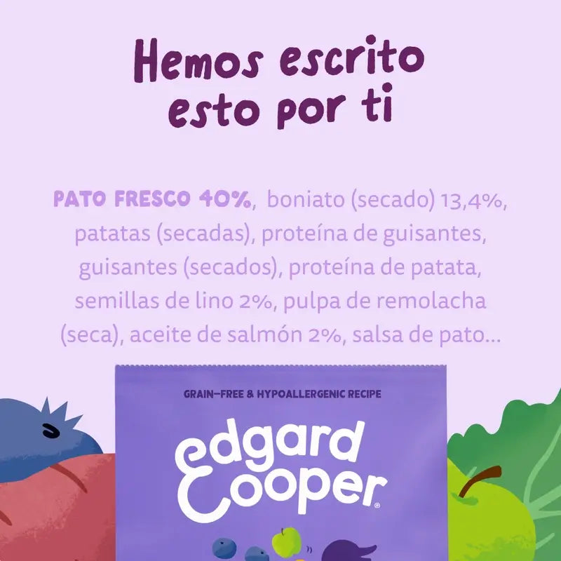 Edgard & Cooper Τροφή για ενήλικα σκυλιά μεγάλου μεγέθους με φρέσκο πάπια, 12 kg