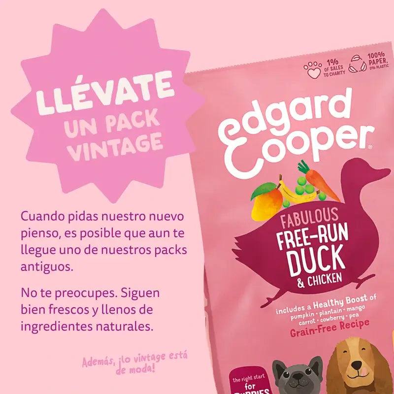 Edgard & Cooper Τροφή για κουτάβια μεσαίου μεγέθους με φρέσκο πάπια και κοτόπουλο, 7 kg