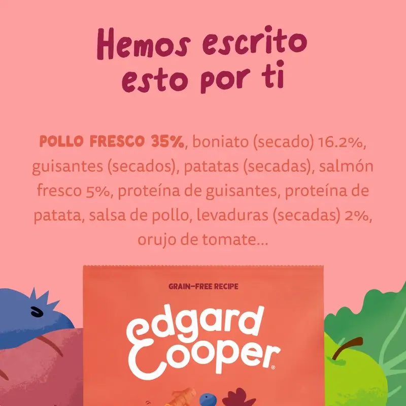 Edgard & Cooper Τροφή για μεσαίου μεγέθους σκύλους τρίτης ηλικίας με φρέσκο κοτόπουλο και σολομό, 7 kg