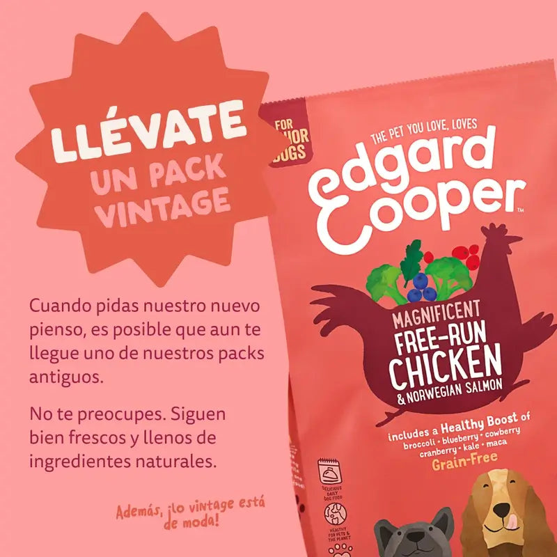 Edgard & Cooper Τροφή για μεσαίου μεγέθους σκύλους τρίτης ηλικίας με φρέσκο κοτόπουλο και σολομό, 7 kg