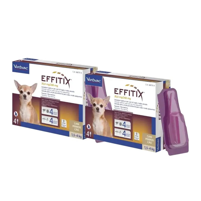Effitix Xs Αντιπαρασιτικά για πολύ μικρά σκυλιά 1,5-4 κιλά, συσκευασία 2 τεμαχίων