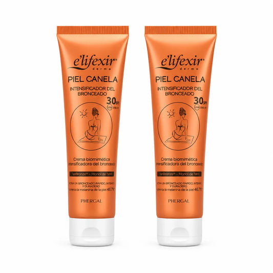 Elifexir Κρέμα για το δέρμα με κανέλα SPF30, τζελ που επιταχύνει το μαύρισμα, αντηλιακό 150 ml, συσκευασία 2 τεμαχίων