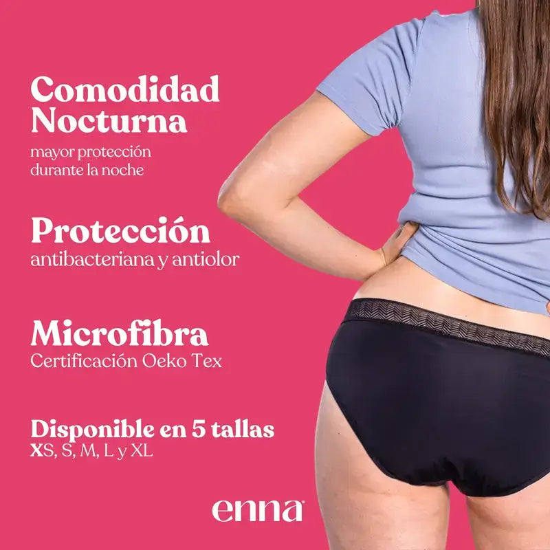 Enna Braga Menstrual Floral Classic Dia - Πλούσια ροή, Μέγεθος L, Μαύρο, Συσκευασία 2 τεμαχίων