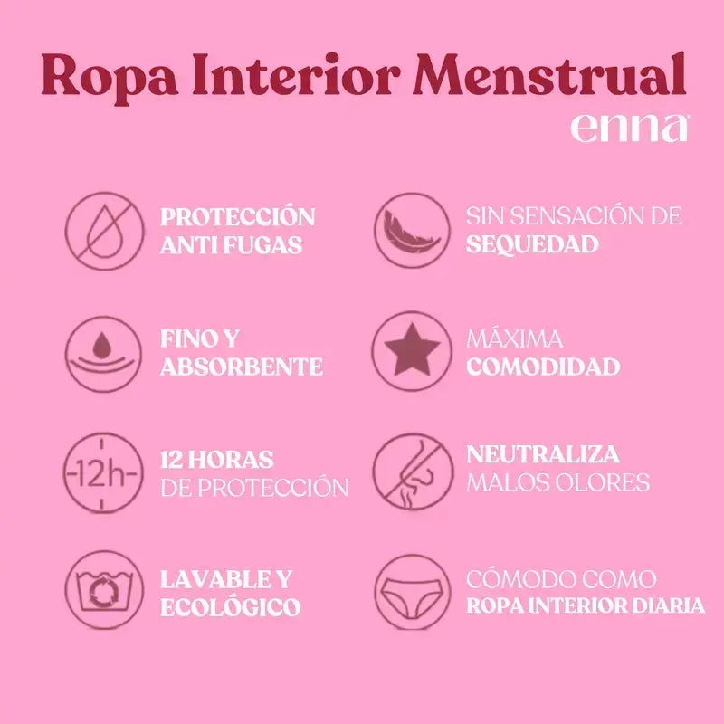 Enna Braga Menstrual Free Cut Dia, μέτρια ροή, μέγεθος 2, μαύρο, συσκευασία 2 τεμαχίων