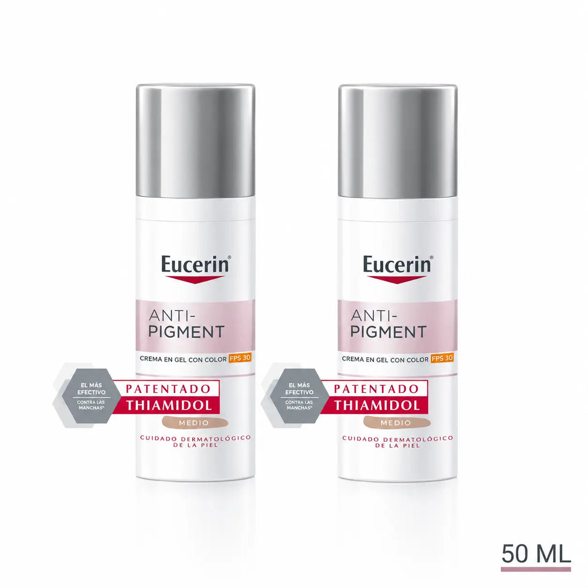 Eucerin Anti-Pigment Solar Κρέμα Ημέρας SPF 30 με μεσαίο χρώμα, 50 ml, συσκευασία 2 τεμαχίων