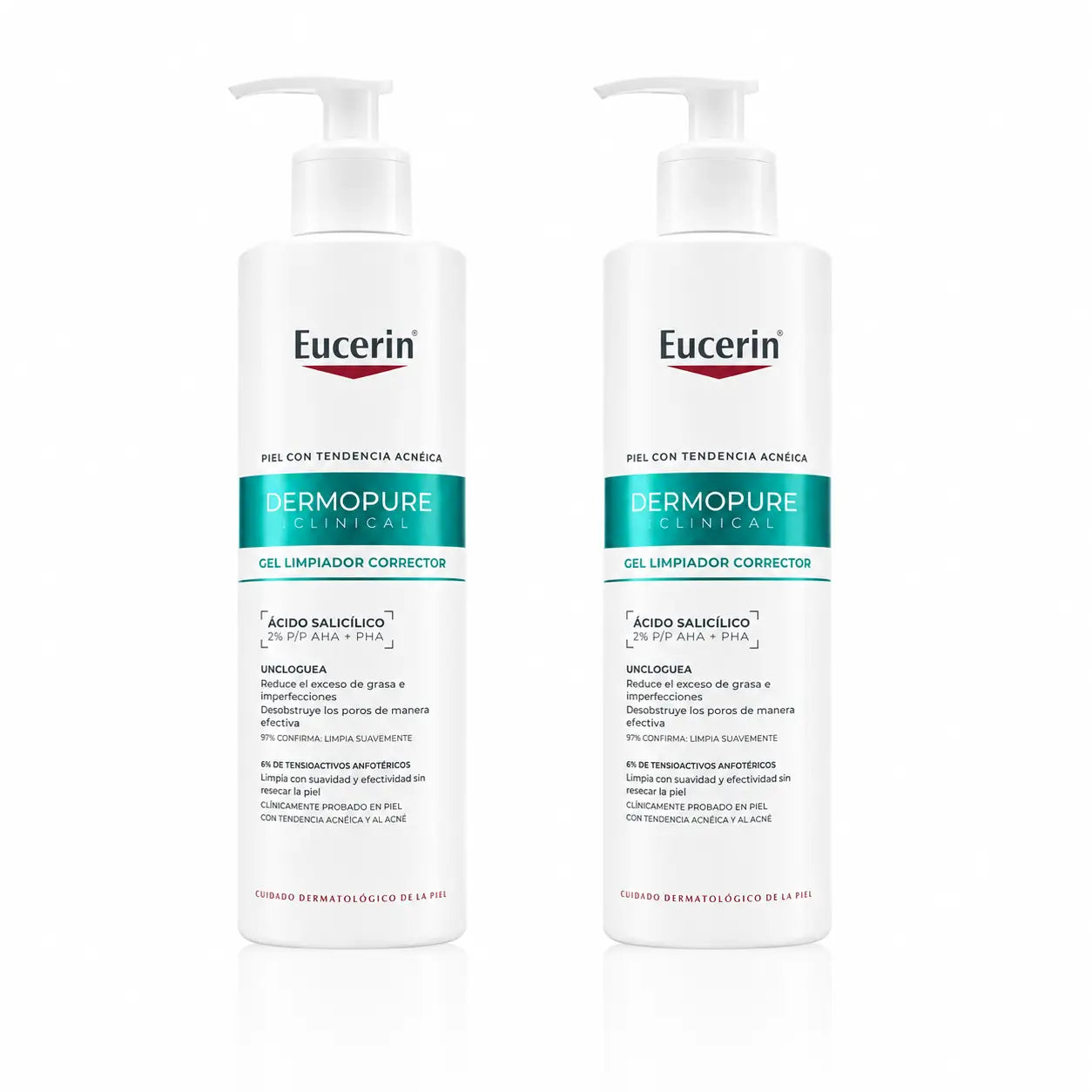 Eucerin Dermopure Καθαριστικό Τζελ Τριπλής Δράσης, 400 ml, συσκευασία 2 τεμαχίων