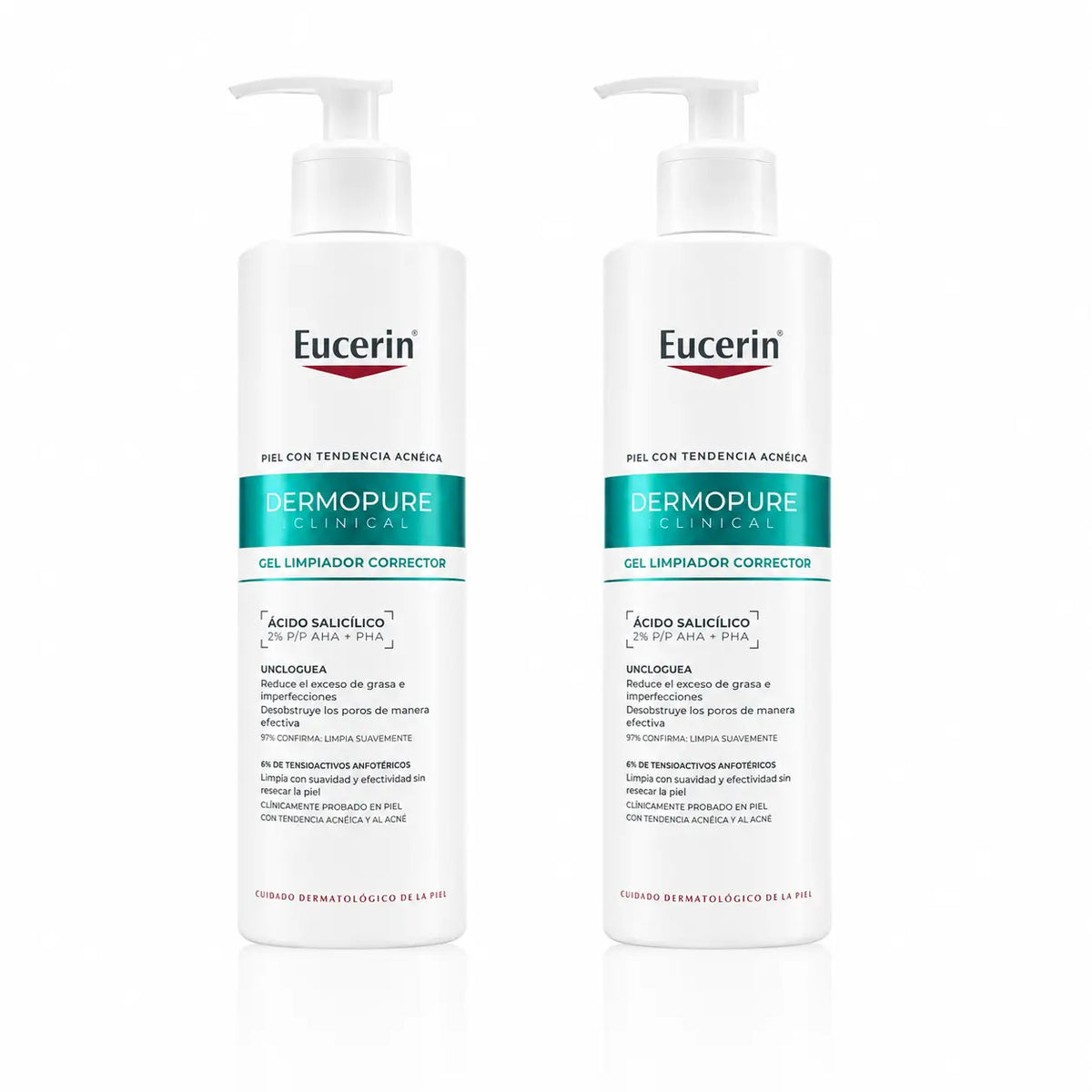 Eucerin Dermopure Καθαριστικό Τζελ Τριπλής Δράσης, 400 ml, συσκευασία 2 τεμαχίων