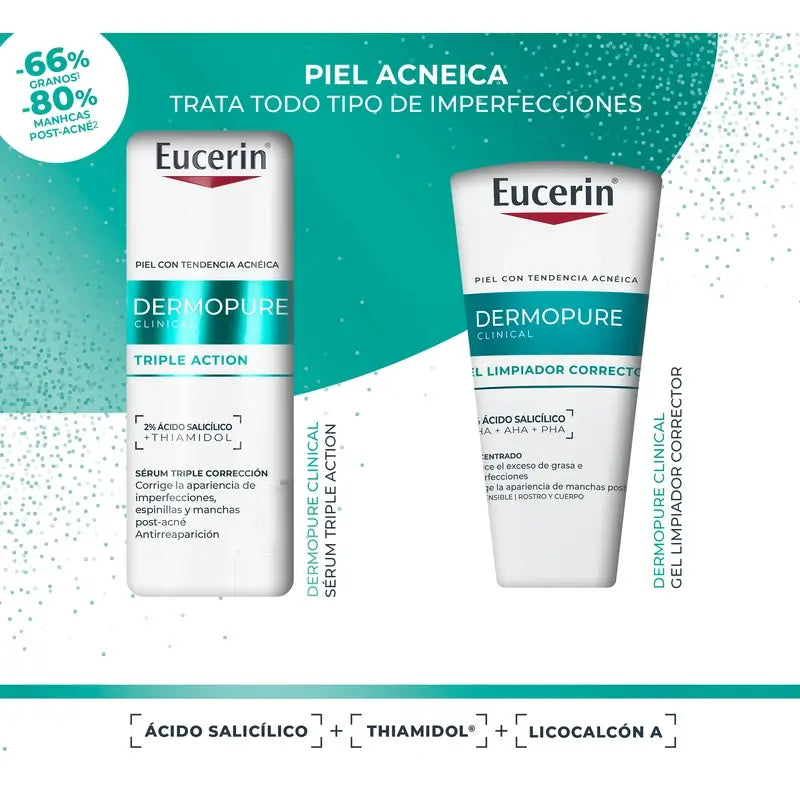 Eucerin Pack Dermopure Ορός Τριπλής Δράσης 40 ml + Καθαριστικό Τζελ με Διορθωτική Δράση 75 ml