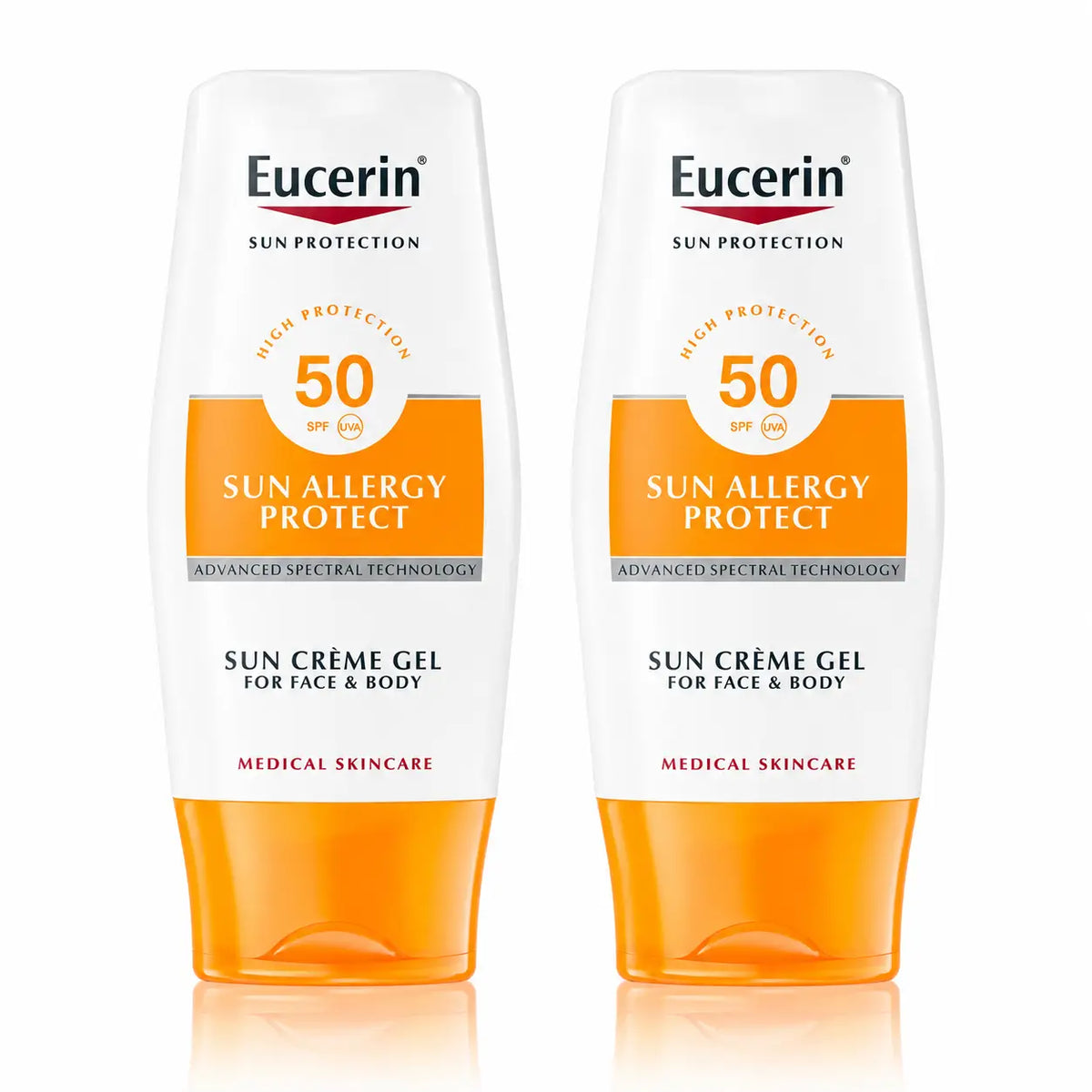 Eucerin Solar Gel Creme Allergy, 150 ml, συσκευασία 2 τεμαχίων